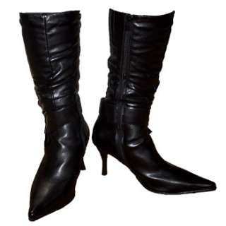 An B6545: Womens Mid Calf Boots  BLACK  size: 8.5 Anna  