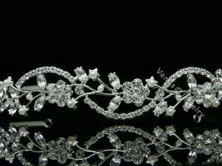 Bridal Wedding Veil Swarovski Crystal Pearl Tiara 6596  