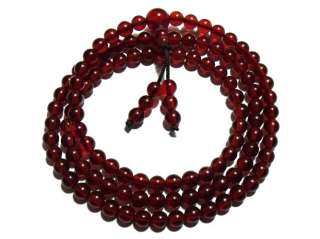 6mm Tibet Buddhism 108 Red Amber(Mila) Prayer Bead Mala  