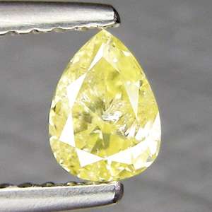 Pear 0.40 Cts WOW SPARKLING INTENSE YELLOW NATURAL DIAMOND  