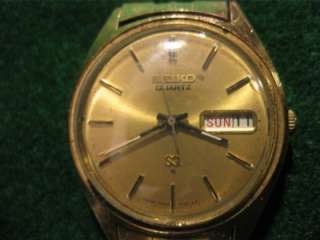   Gold Plated Stainless SGP Seiko SQ Mens Dress Quartz Watch 7541 7130