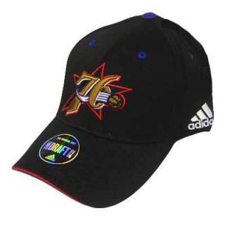NBA ADIDAS PHILADELPHIA 76ERS BLACK FLEX FIT HAT CAP  
