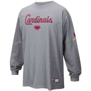  Nike St Louis Cardinals Ash Practice Long Sleeve T shirt 