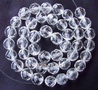 Natural 8mm White Crystal Round Faceted Beads 14  