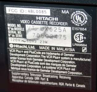 HITACHI VT UX625A HI FI 19 HEAD ULTRAVISION VCR  