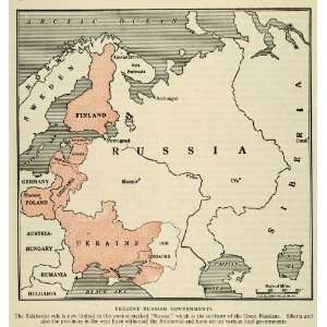  1919 Print World War I Russian Government Bolshevist Map 