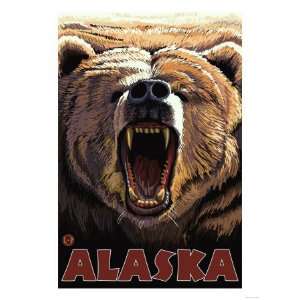  Growling Bear, Alaska Giclee Poster Print, 24x32