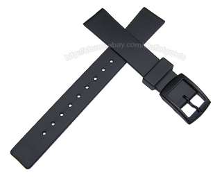 16mm 18mm Smooth Soft Black Rubber Watch Band Strap  