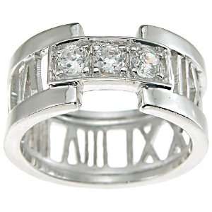  925 Sterling Silver Roman Numeral CZ Ring  SIZE 8 Jewelry