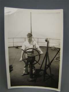 Antique Photograph Popeye Man Steering Ship Wheel 1937  