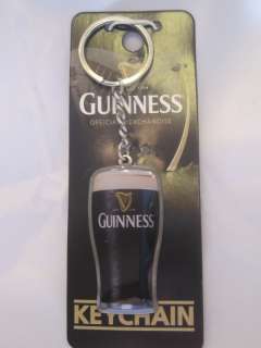 Guinness Irish Stout Beer Pint Glass Keychain Ring FOB  