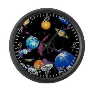    Large Wall Clock Solar System And Asteroids 