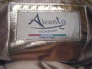 ALEANTO COLLEZIONI ITALY Brown Embosed Gathered Leather NEW Large 