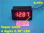   Mini Red LED DC 20V 200V Digital Volt Meter Auto Range C3604C  