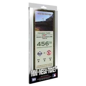   Boston Red Sox Fenway Park 456th Consecutive Sell Out Mini Mega Ticket