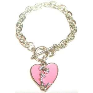 Cheerleader Pink Heart Chain Bracelet (Brand New 