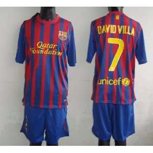   david villa home red/blue soccer jerseys soccer