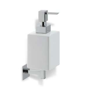   Mounted Square White Ceramic Soap Dispenser, Chrome: Home Improvement