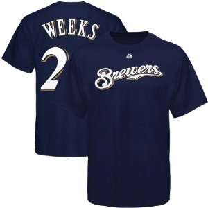   Weeks Milwaukee Brewers Youth Name & Number T Shirt   Navy Blue