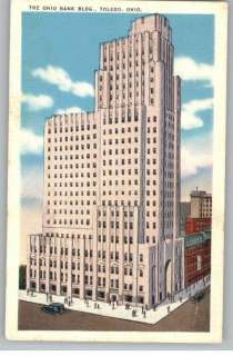 Linen Postcard~Ohio Bank BuildingToledo,OH  