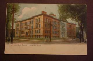 High School in Lawrence MA c1909 Vintage Postcard  