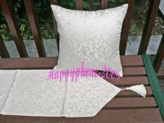 Brand New Silk Ivory Cushion cover+Table Runner Wedding Decoration Q48