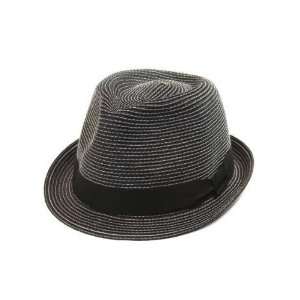  New Summer Braided Straw Fedora Hat with Band Black S/M 