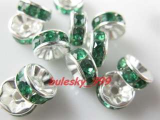 P100pcs Acryl Crystal Spacer Finding Bead8mm Green  