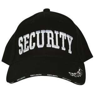  Black Security Embroidered Deluxe 3 D Ball Cap   Adjustable Hat 
