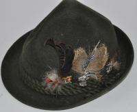 Capo Austria Wool Forest Green Weatherproof Hat Side Feathers Pins 