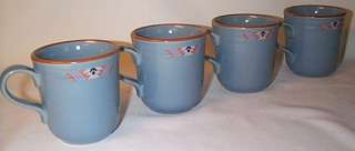 Set (4) Noritake Stoneware BLUE ADOBE Handled Mugs  