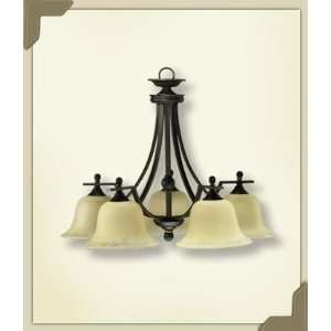   6472 5 95 Cole 5 Light Nook, Old World Finish with Amber Scavo Glass