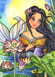ACEO Fairy Fantasy Asian KIMONO WATERLILY MERMAID L E  