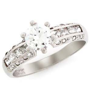    10k White Gold 1.7ct Round CZ Channel Set Promise Ring Jewelry