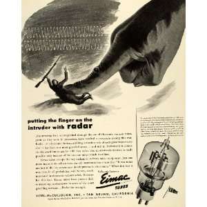  1943 Ad Eitel McCullough Inc San Bruno CA Intruder Radars 