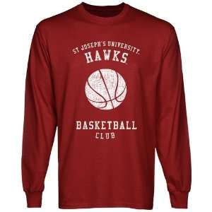 Saint Josephs Hawks Club Long Sleeve T Shirt   Crimson:  