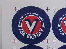 1940s WWII V for Victory Button Uncut Factory Sheet used to make the 