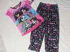 NEW Monster High Pajamas 2 Piece Set Short Sleeve Shirt Pants Girls 