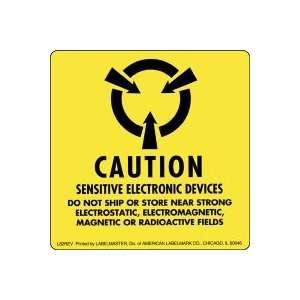  Caution Sensitive Electronic Devices Label, Paper, 2 x 2 