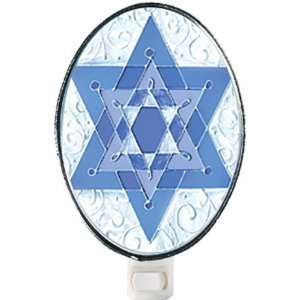  Star of David   Hand Painted Stained Glass Nightlight 