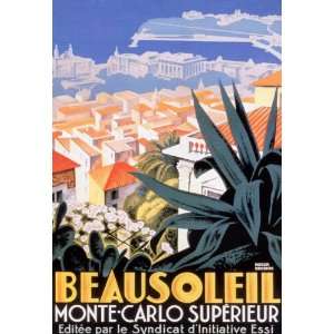  BEAUSOLEIL MONTE CARLO SMALL FRENCH VINTAGE POSTER CANVAS 