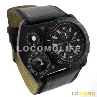Men Women Chronograph Temperature Compass Multi Function Leather Watch