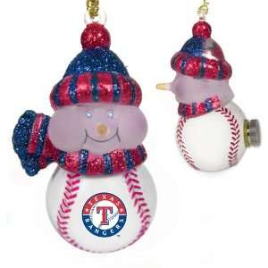 BSS   Texas Rangers MLB All Star Light Up Acrylic Snowman Ornament (3 