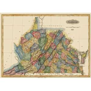  STATE OF VIRGINIA (VA) BY FIELDING LUCAS 1823 MAP