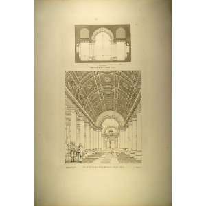  1860 Engraving Palazzo Farnese Interior Entry Hall View 