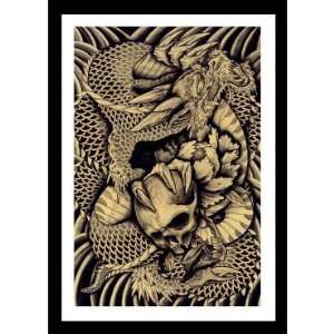   Traditional Tattoo Artwork Framed Fine Art Paper Print 20 in x 14 in