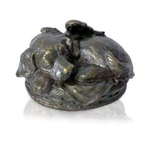  Sleeping Angel Dog Metal Urn   Bronze: Patio, Lawn 
