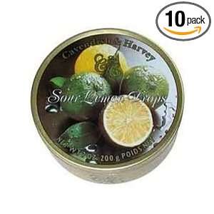 Cavendish & Harvey Drops, Sour Lemon, 7 Ounce Tins (Pack of 10 