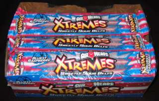 Airheads Xtremes Bluest Raspberry Sour Belt 18 Bx Candy  