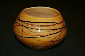 Viz Glass Yellow Vase Bowl Decorative Art Hand Blown Glass  
